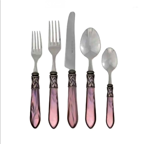 Vietri Aladdin Antique finish Lilac/Abalone Flatware 30 pieces Open box$900 - Picture 1 of 12